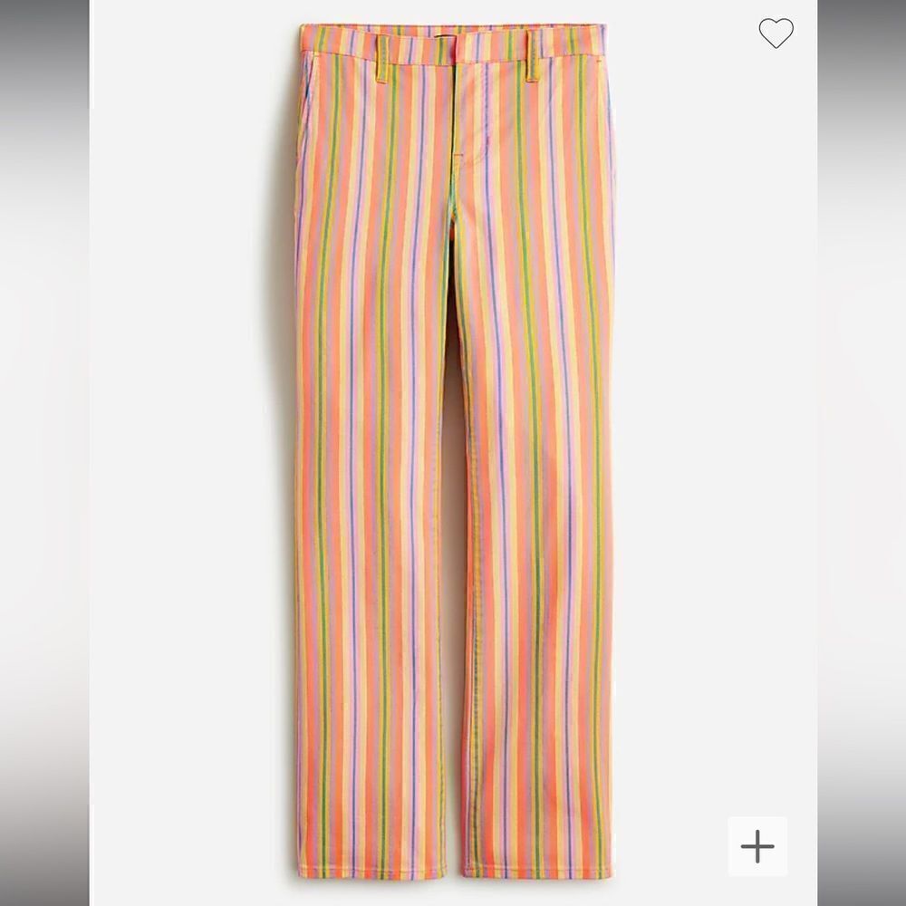 J. Crew Wide-Leg Stripe Pants in Pink, Yellow & Green